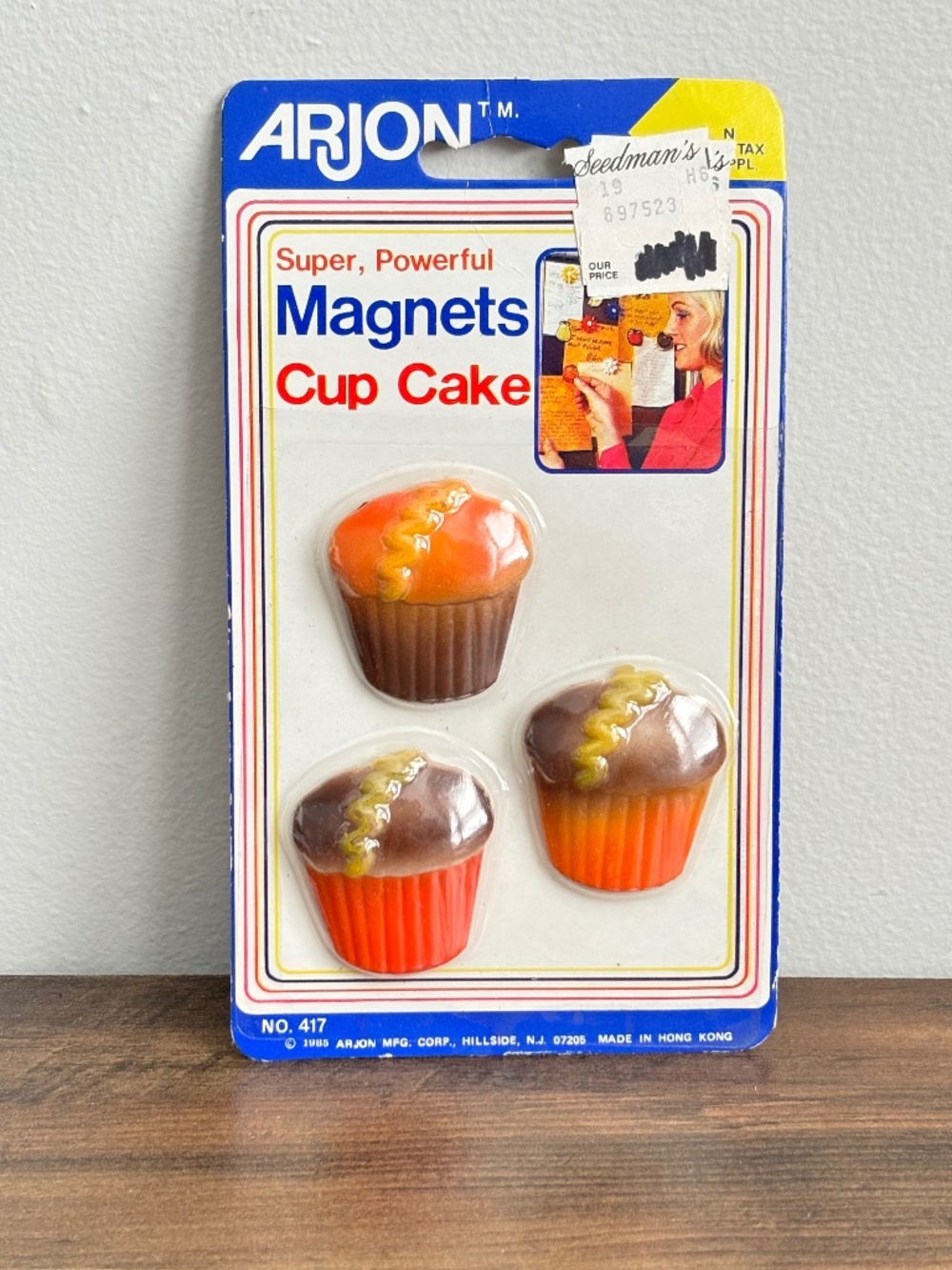 VINTAGE Cup Cake Memo Refrigerator Magnets SET of 3 Plastic 1985 Hong Kong NEW